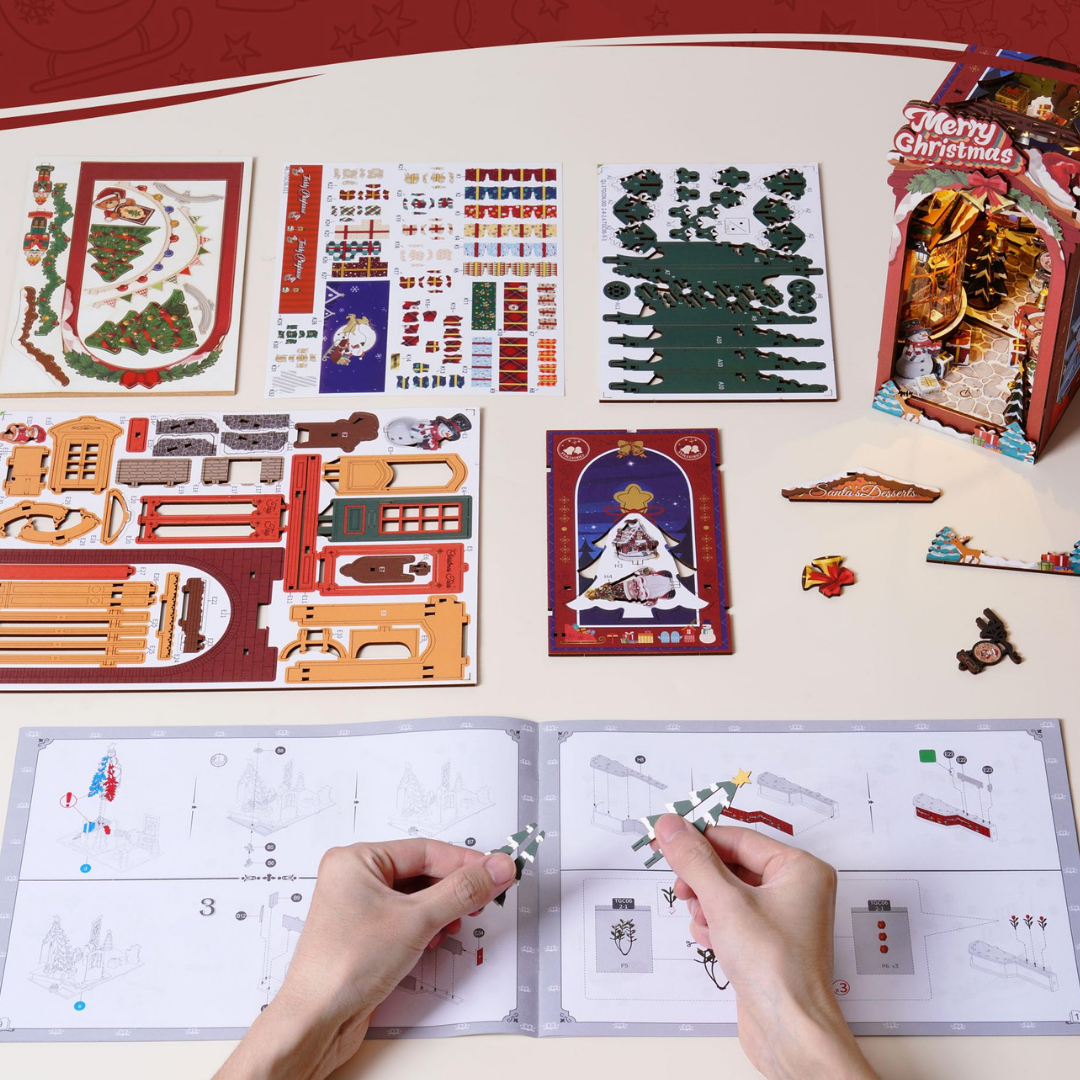 Rolife Book Nook | Christmas Street | DIY 3D Miniature Holiday Bookshelf Insert