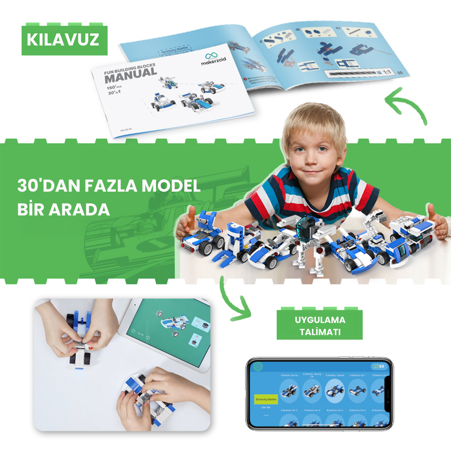 Makerzoid Fun Building Blocks 150 Parça 30+ Model