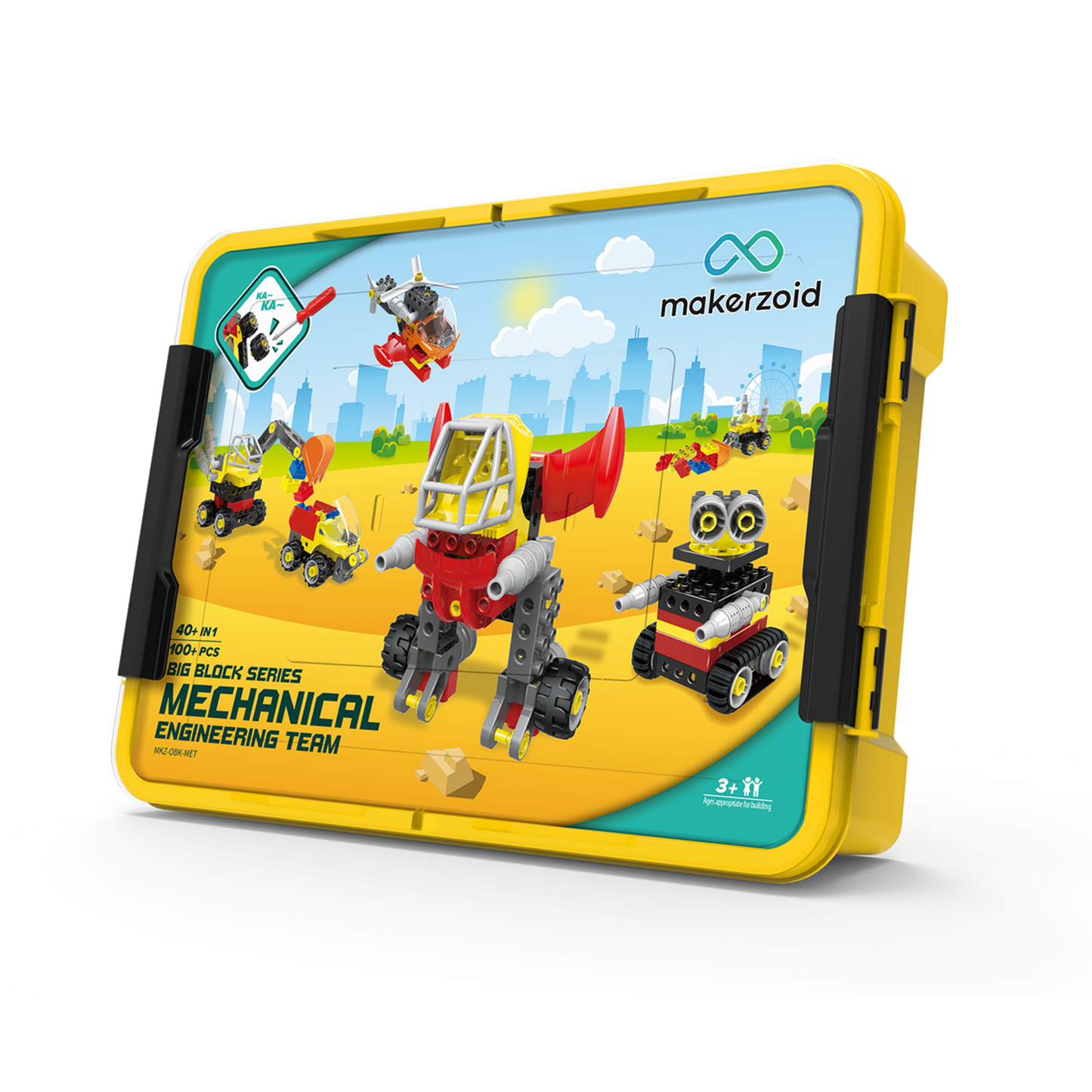 Makerzoid Mechanical Engineering Team | 100 Pieces, 40+ Models | Early Robotics & Building Kit for Ages 3+