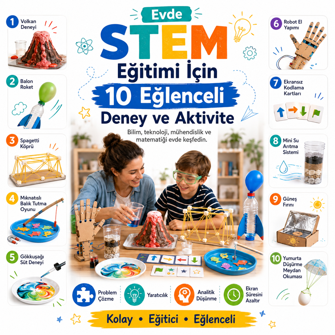 Evde STEM Eğitimi İçin 10 Eğlenceli Deney ve Aktivite