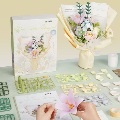 ROKR Floral Art | Springtime Bouquet | Wooden 3D Puzzle for Display & Gifting