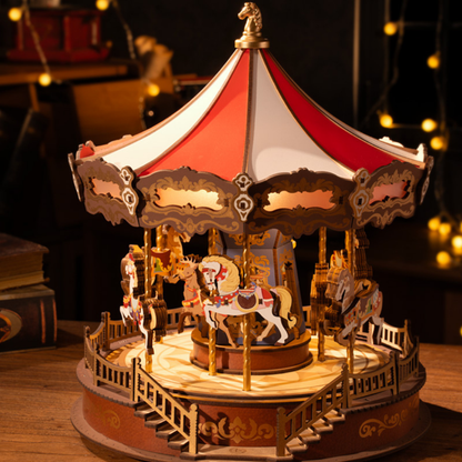 ROKR Classic Carousel | Wooden Music Box | DIY 3D Puzzle for Display & Gifting