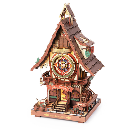 ROKR Wonderland Cuckoo Clock | DIY 3D Wooden Puzzle | Functional Mechanical Clock
