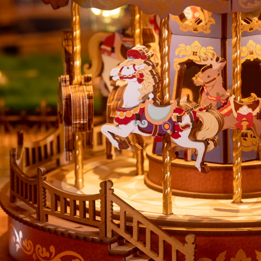 ROKR Classic Carousel | Wooden Music Box | DIY 3D Puzzle for Display & Gifting