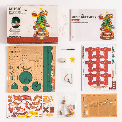 Rolife Music Dreamer | Christmas Melody Tree | DIY Wooden Music Box Puzzle