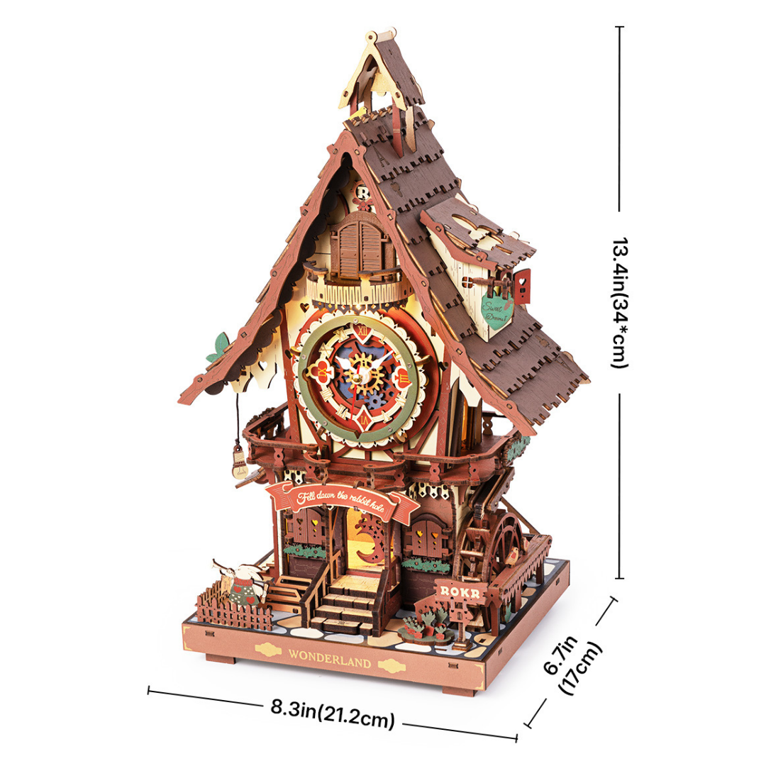 ROKR Wonderland Cuckoo Clock | DIY 3D Wooden Puzzle | Functional Mechanical Clock