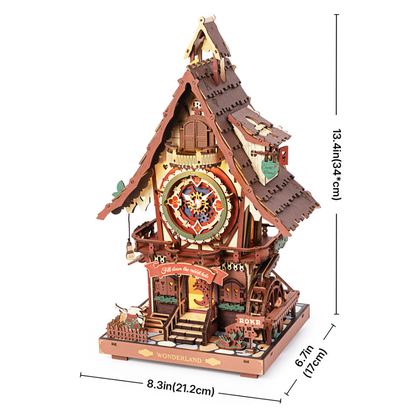 ROKR Wonderland Cuckoo Clock | DIY 3D Wooden Puzzle | Functional Mechanical Clock
