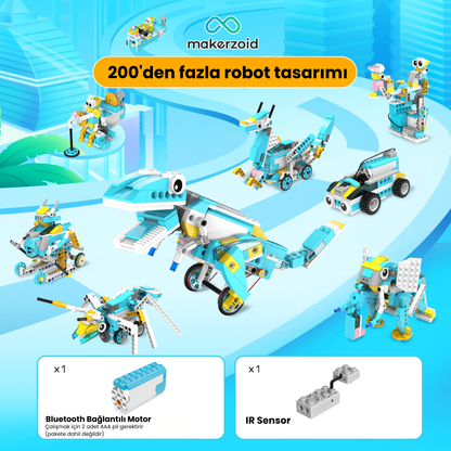 Makerzoid Smart Robot Premium 400 Parça 200+ Model Robot Kodlama Seti 6+ Yaş