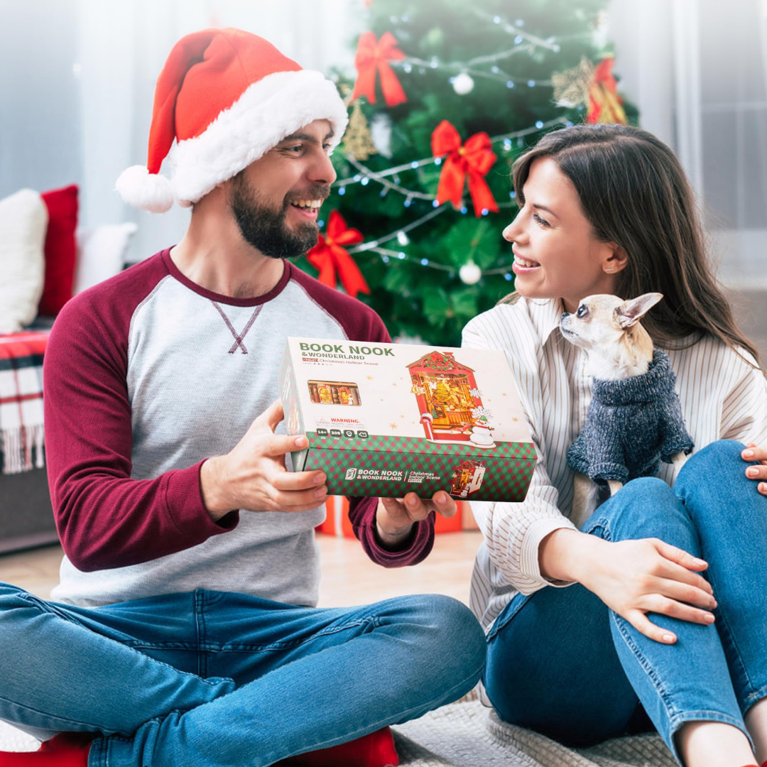 Rolife Book Nook | Christmas Street | DIY 3D Miniature Holiday Bookshelf Insert