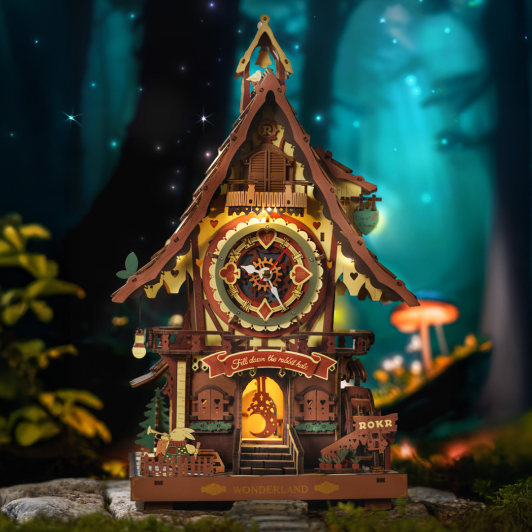 ROKR Wonderland Cuckoo Clock | DIY 3D Wooden Puzzle | Functional Mechanical Clock