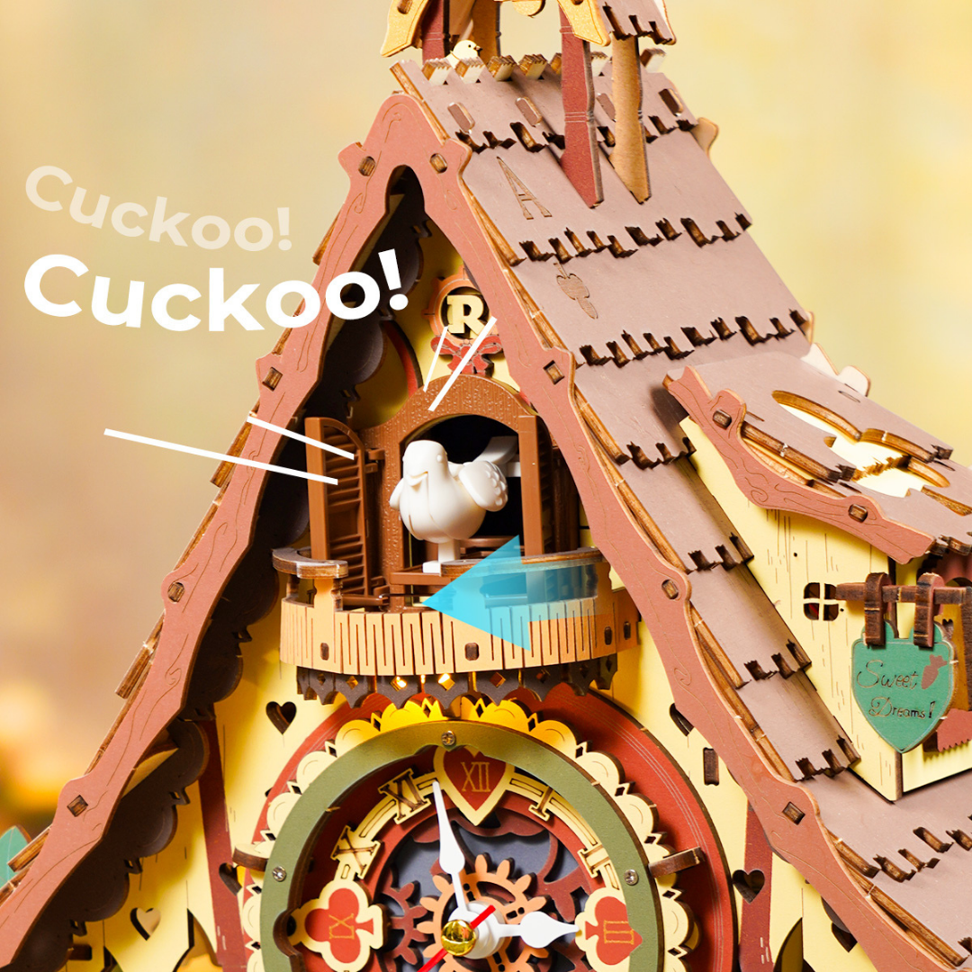 ROKR Wonderland Cuckoo Clock | DIY 3D Wooden Puzzle | Functional Mechanical Clock