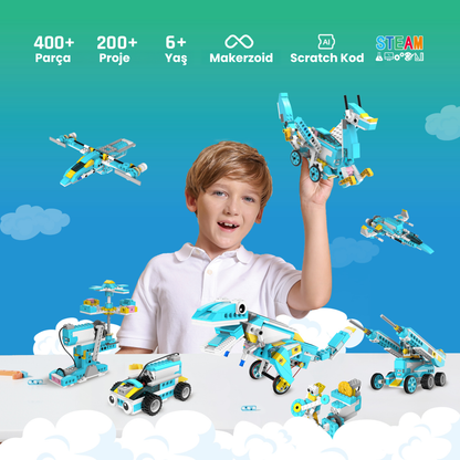 Makerzoid Smart Robot Premium 400 Parça 200+ Model Robot Kodlama Seti 6+ Yaş