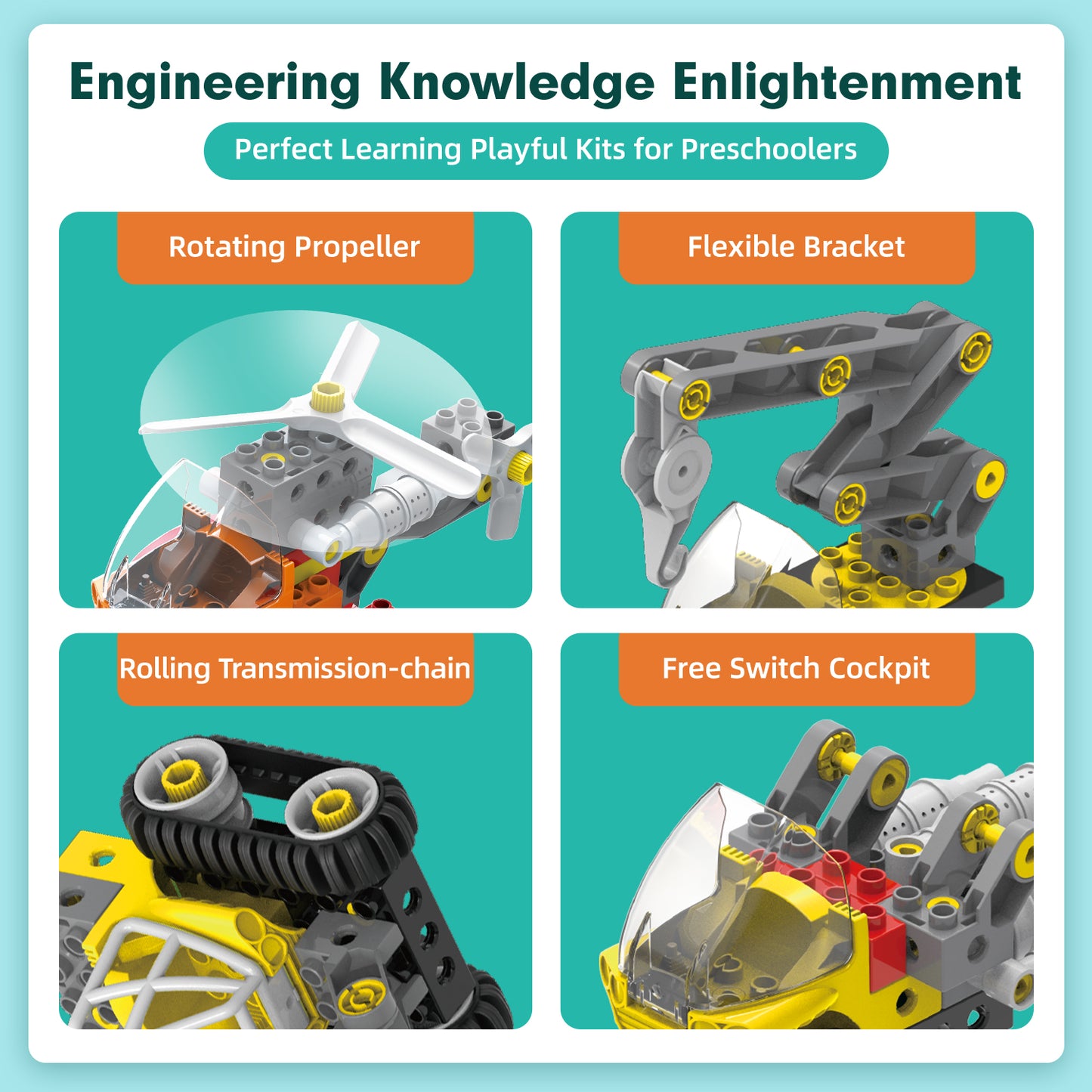 Makerzoid Mechanical Engineering Team | 100 Pieces, 40+ Models | Early Robotics & Building Kit for Ages 3+