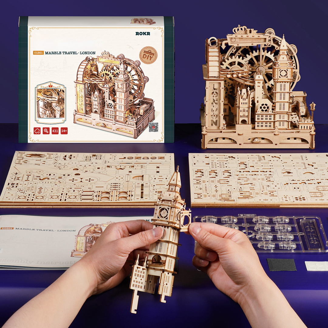ROKR Marble Travel | London Edition | 3D Wooden Puzzle & Marble Run