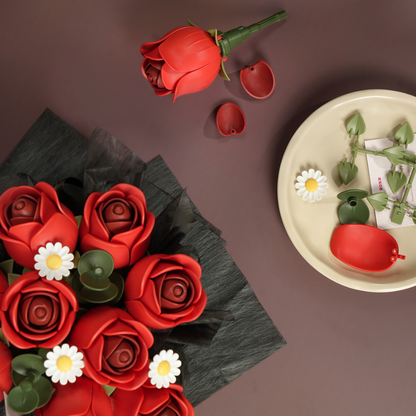 ROKR Floral Art | Red Rose Bouquet | Elegant DIY Wooden Puzzle for Display & Gifting