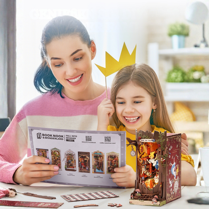 Rolife Book Nook | Dive into Wonderland | DIY 3D Miniature Bookshelf Insert Kit