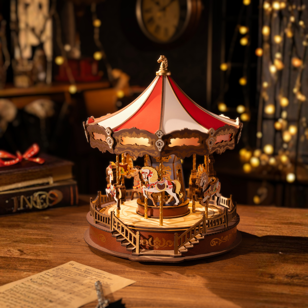 ROKR Classic Carousel | Wooden Music Box | DIY 3D Puzzle for Display & Gifting