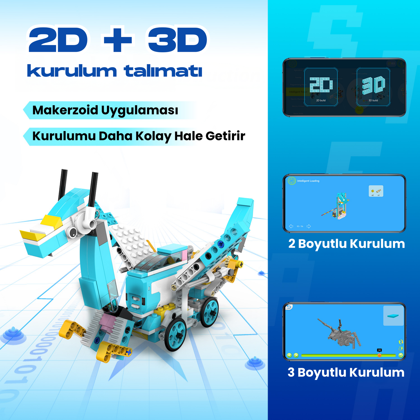 Makerzoid Smart Robot Premium 400 Parça 200+ Model Robot Kodlama Seti 6+ Yaş