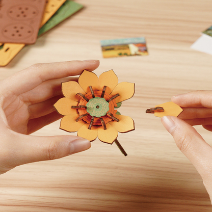Rowood | Golden Sunflower | DIY 3D Wooden Puzzle Floral Display Kit