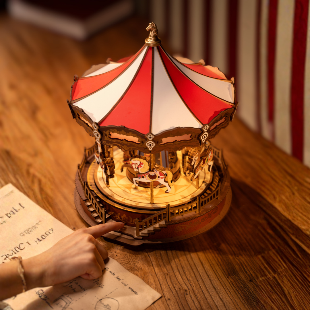 ROKR Classic Carousel | Wooden Music Box | DIY 3D Puzzle for Display & Gifting