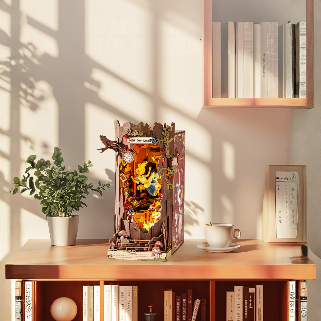 Rolife Book Nook | Dive into Wonderland | DIY 3D Miniature Bookshelf Insert Kit