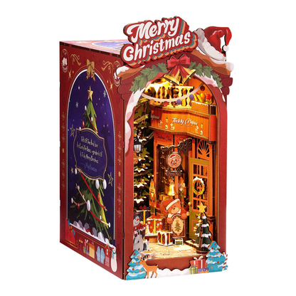 Rolife Book Nook | Christmas Street | DIY 3D Miniature Holiday Bookshelf Insert