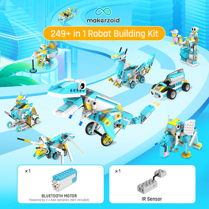 Makerzoid Smart Robot Premium | 400 Pieces, 200+ Models | Robotics & Coding Kit for Kids Ages 6+