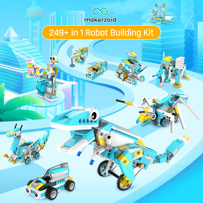 Makerzoid Smart Robot Premium | 400 Pieces, 200+ Models | Robotics & Coding Kit for Kids Ages 6+