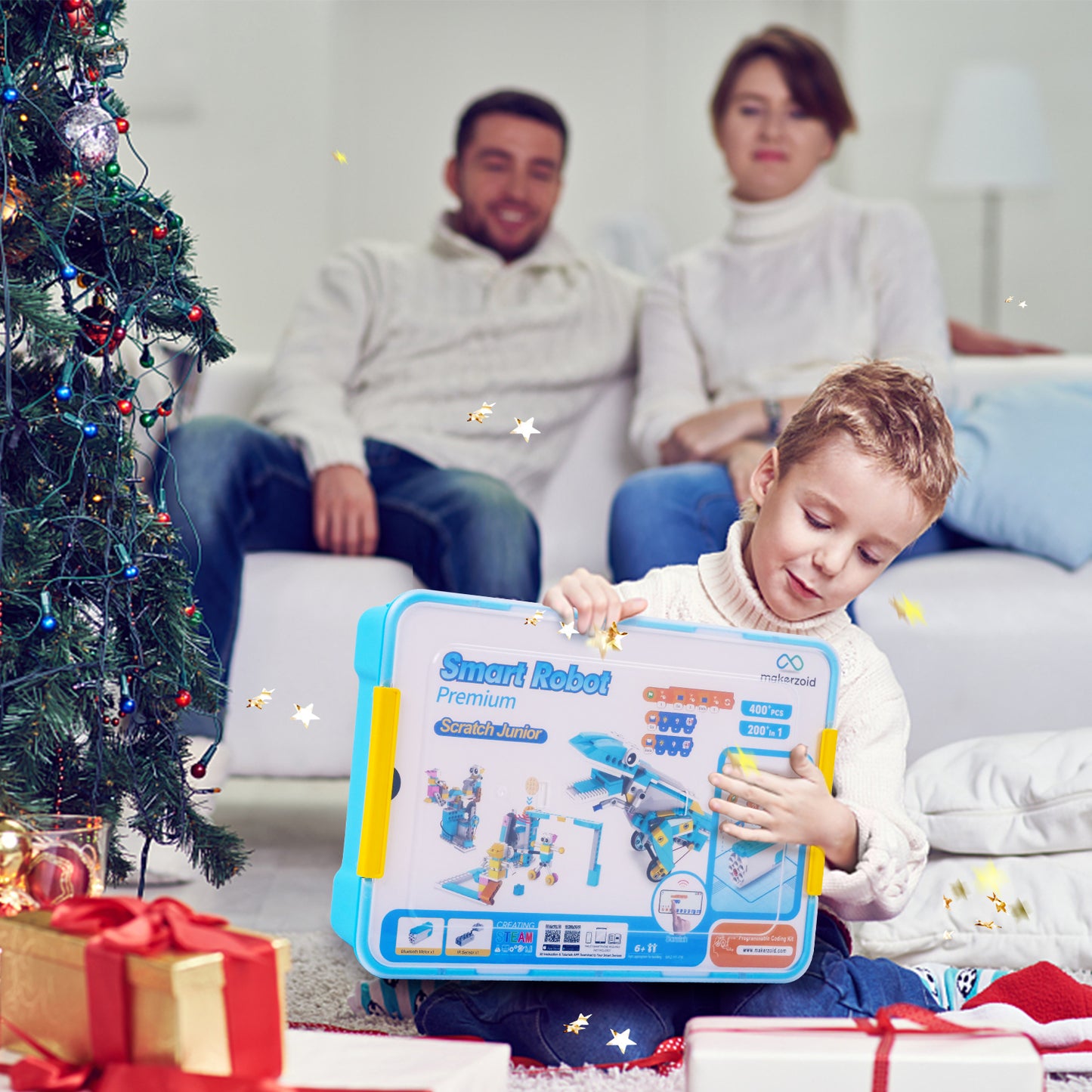 Makerzoid Smart Robot Premium | 400 Pieces, 200+ Models | Robotics & Coding Kit for Kids Ages 6+