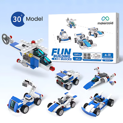 Makerzoid Fun Building Blocks for STEM | 150 Pieces, 30+ Models to Build!