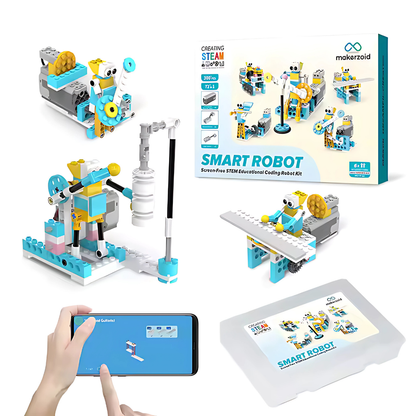 Makerzoid Smart Robot Standard | 300 Pieces, 72+ Models | STEM Coding & Robotics Kit for Ages 6+