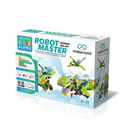 Makerzoid Robot Master Standard | 370 Pieces, 100+ Models | Robotics & Coding Kit for Ages 6+