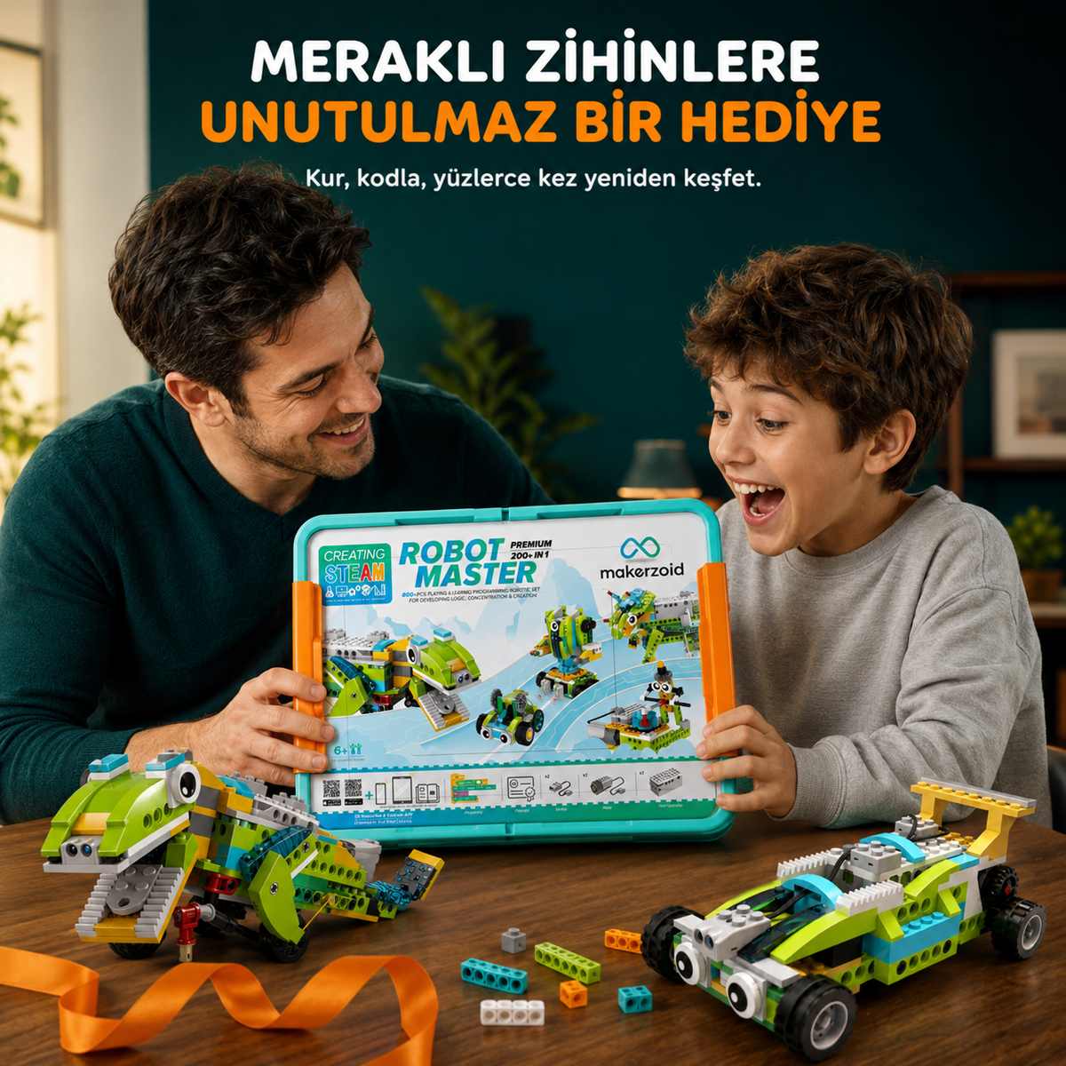 Çocuklar için eğitici hediye Makerzoid Robot Master Premium robotik kodlama ve STEM seti