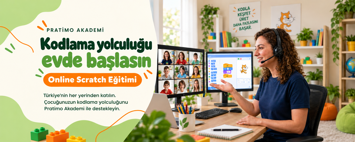 Pratimo Akademi çocuklar için online Scratch kodlama eğitimi ve canlı ders deneyimi