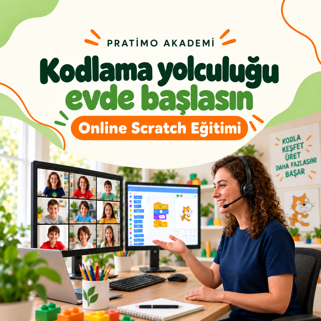 Pratimo Akademi çocuklar için online Scratch kodlama eğitimi ve canlı ders deneyimi